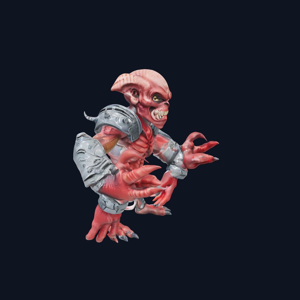 Savage Demon Warrior  Rigged D Model with PBR Textures