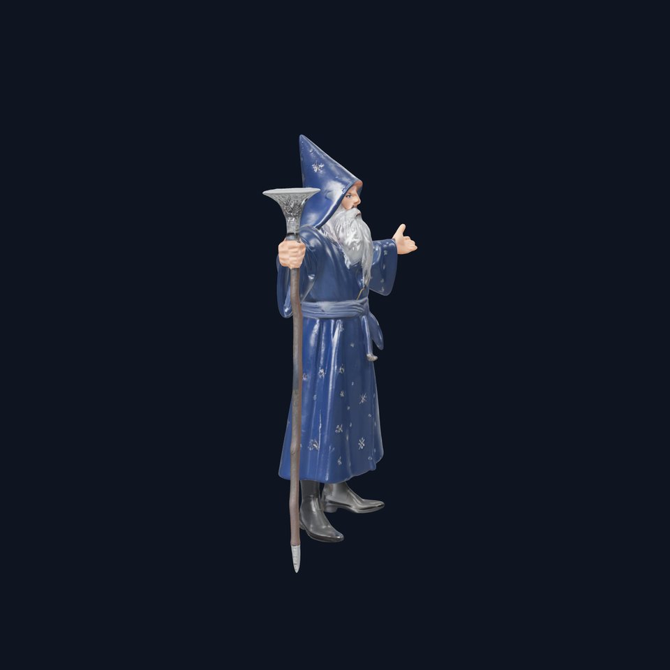 Enchanted Wizard Character Model with Magic Staff and Robe