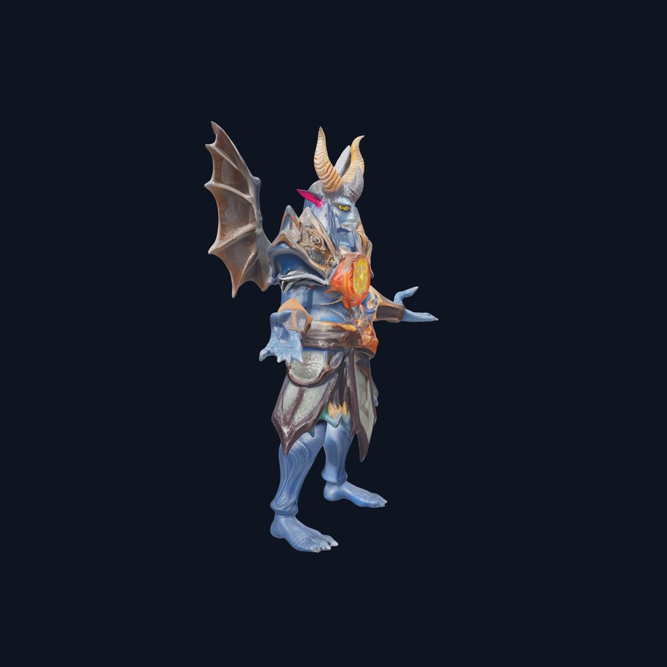 Eldritch Demon Lord D Character Model with Armor and Wings