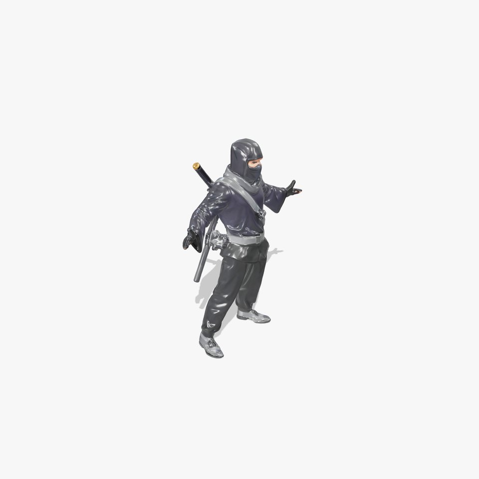Stealthy Ninja Warrior D Character Model with Dual Swords