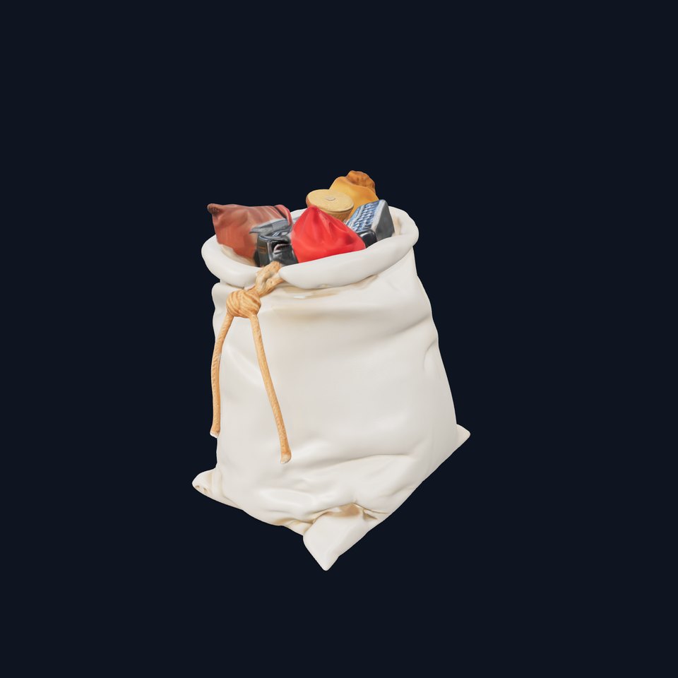 Canvas Sack with Objects Model Pack