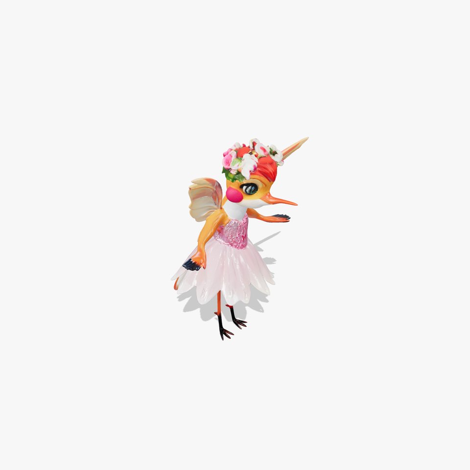 Flower Fairy Bird with Wings and Pink Dress D Model