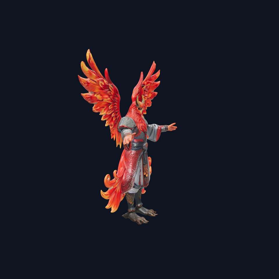 Phoenix Guardian D Model  Majestic Firebird Warrior