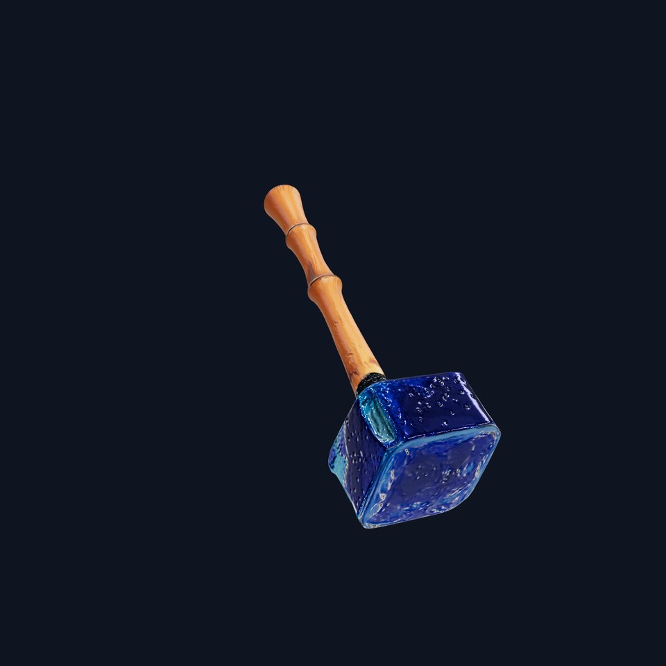 Crystal Hammer and Wooden Handle D Model Pack