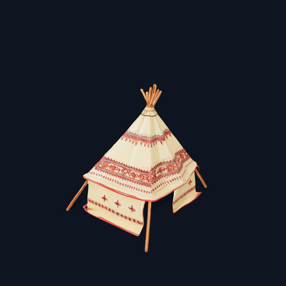 Traditional Canvas Tipi Tent Model Pack