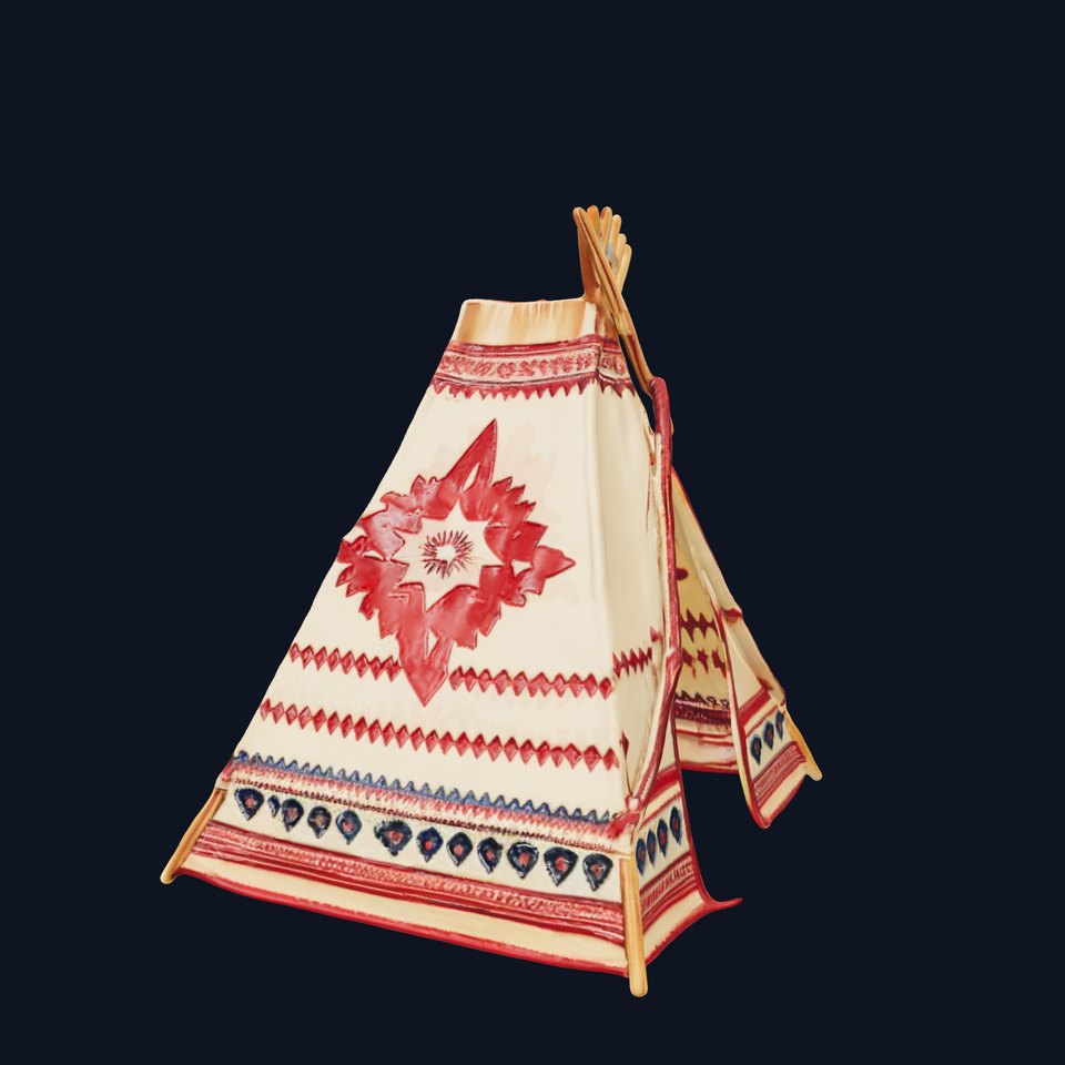 Traditional Teepee Tent Model Pack with Cultural Design