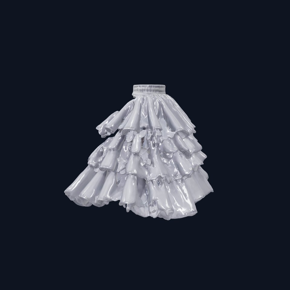 Layered Skirt D Model Pack with Detailed Ruffles
