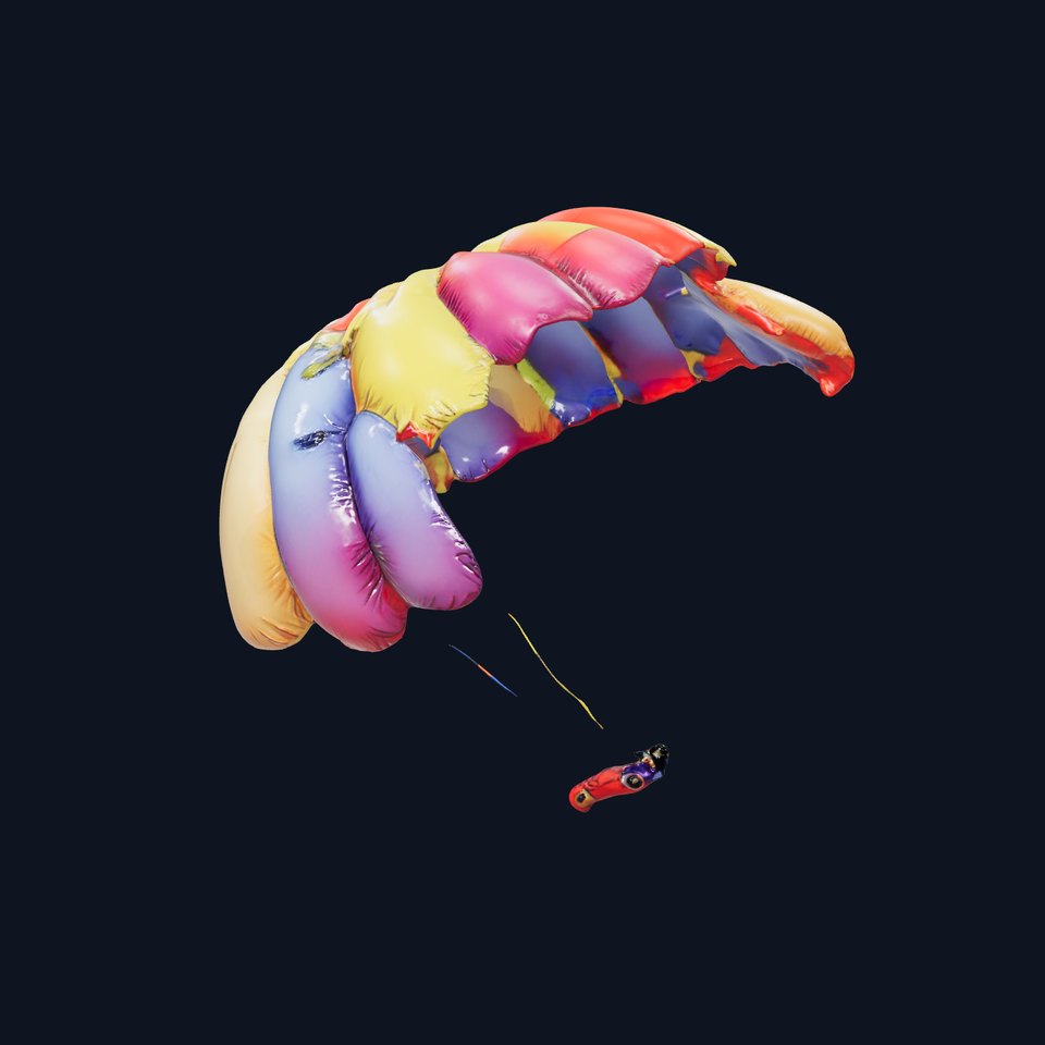 Colorful Parachute with Person Model Pack