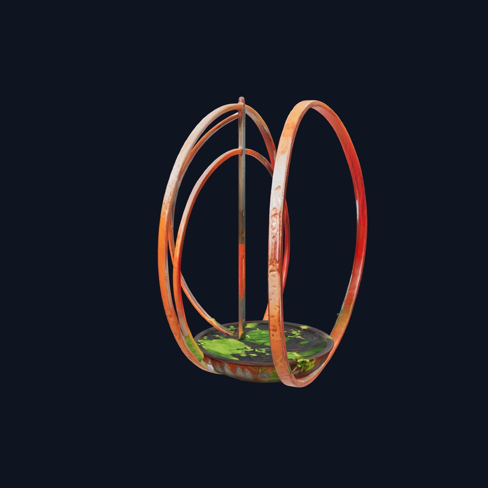 Rustic Metal Planter Sphere Model Pack