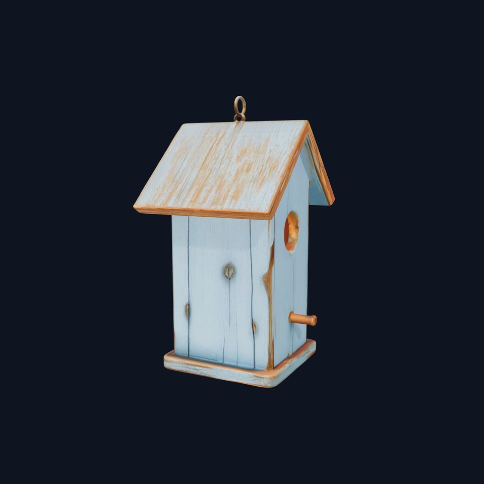 Rustic Wooden Birdhouse Model Pack with PBR Textures