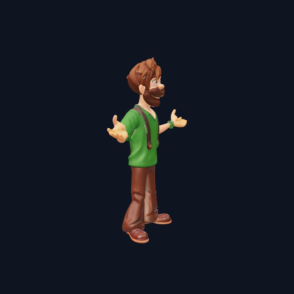 Bearded Cartoon Adventurer  D Character Model
