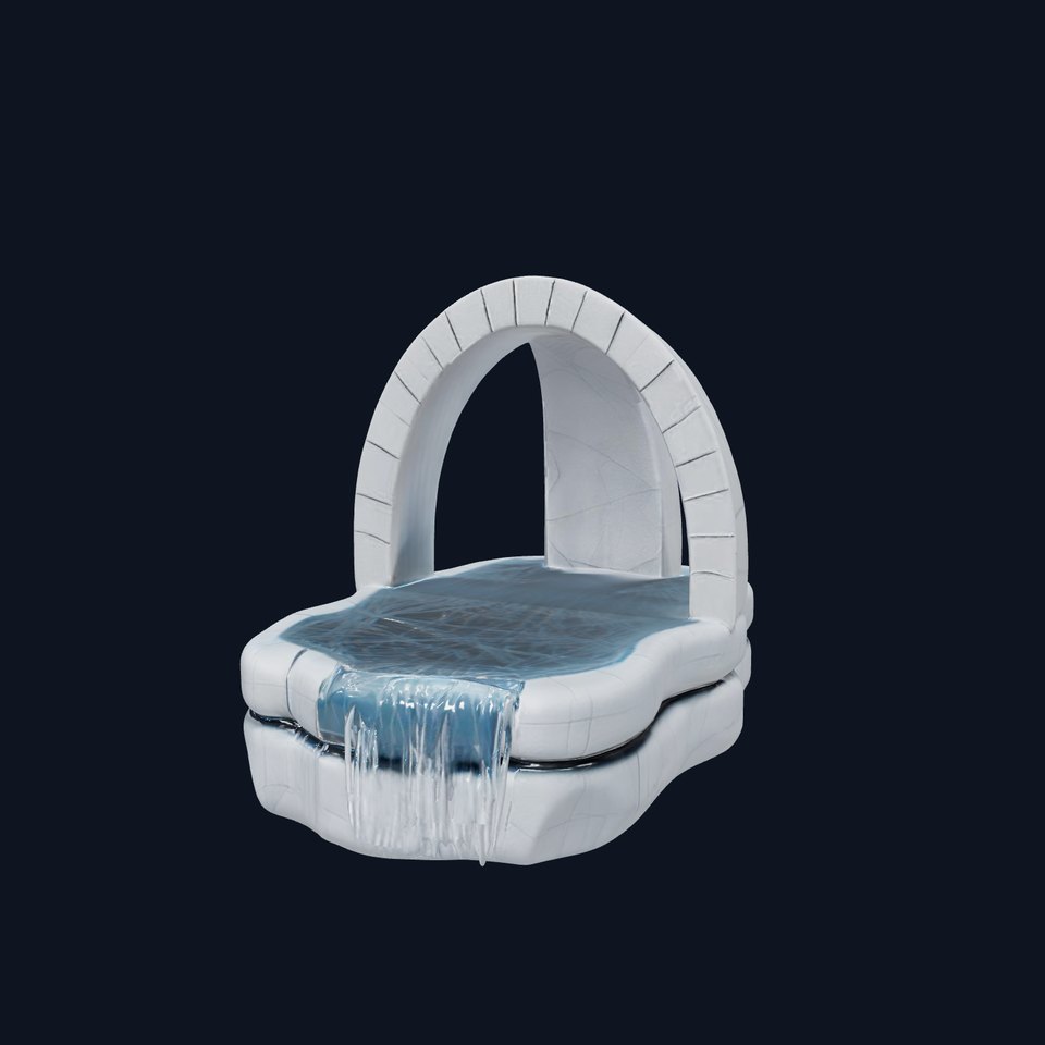 Stone Fountain with Waterfall Archway Model Pack