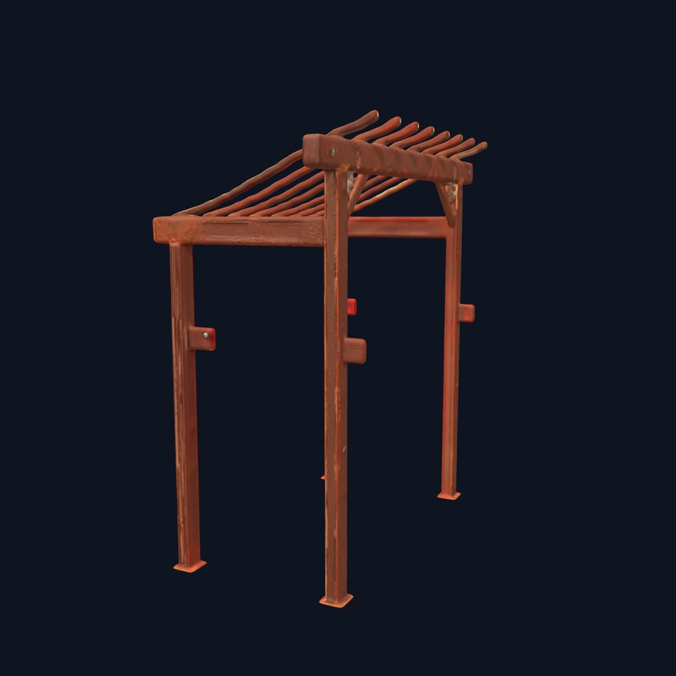 Rustic Metal Pergola Model Pack for Outdoor Scenes