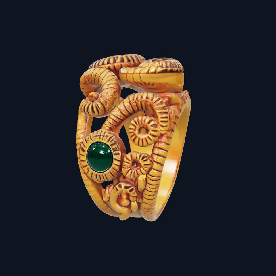 Intricate Gold Ring with Gemstone Model Pack