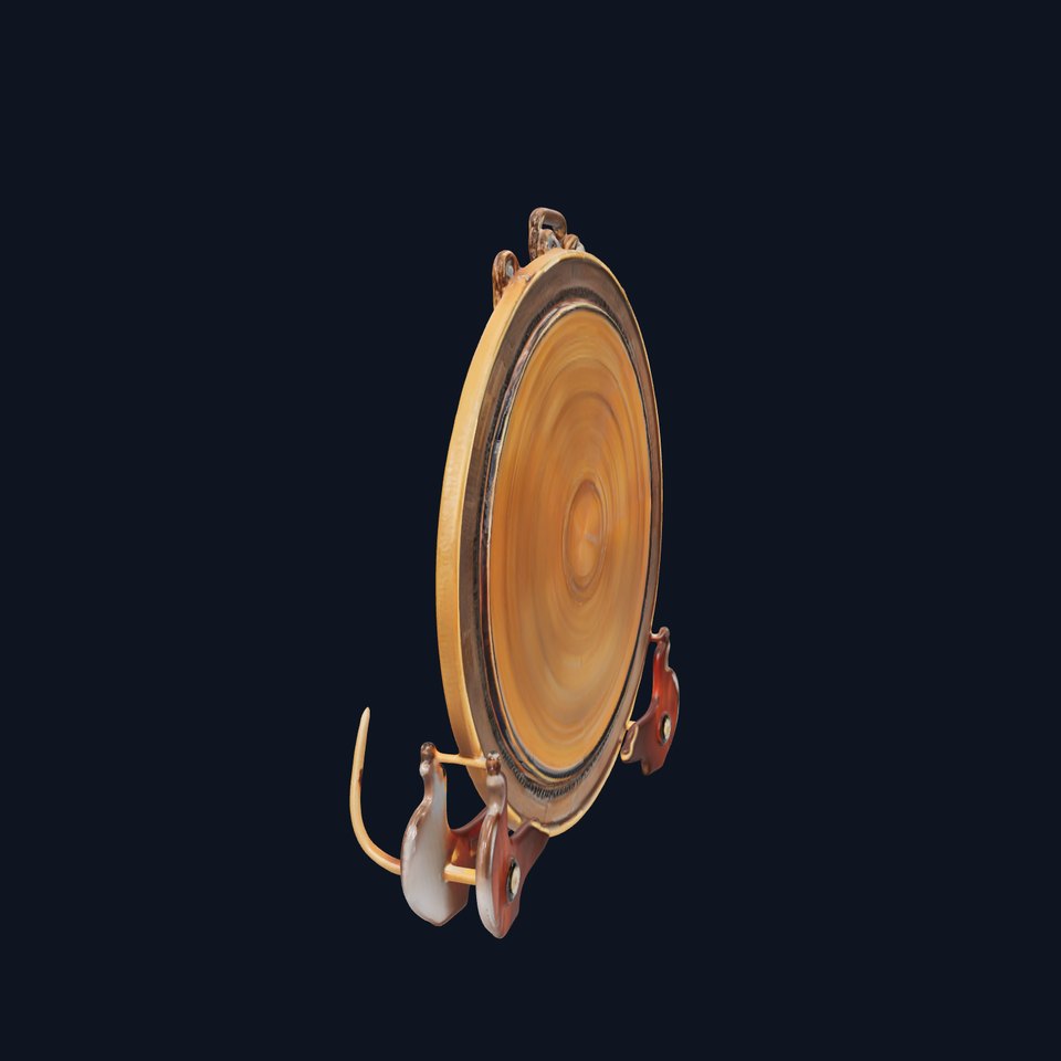 Ornate Brass Gong with Stand D Model Pack