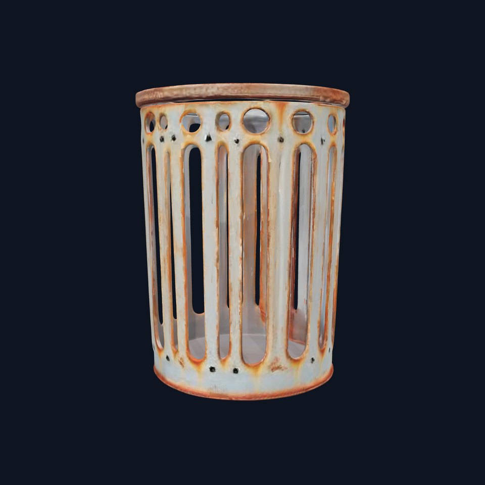 Rustic Metal Trash Can D Model Pack