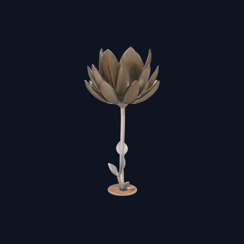 Stylized Metal Flower Sculpture Model Pack