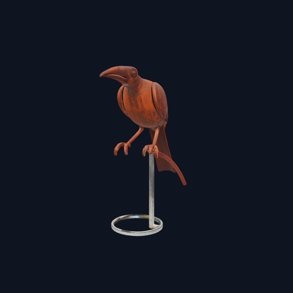 Rustic Bird Sculpture on Stand Model Pack