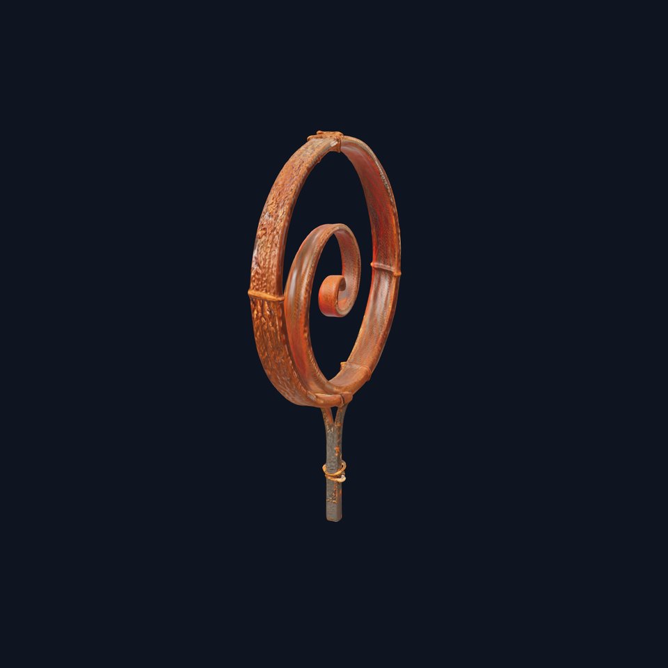 Rustic Spiral Iron Staff model pack