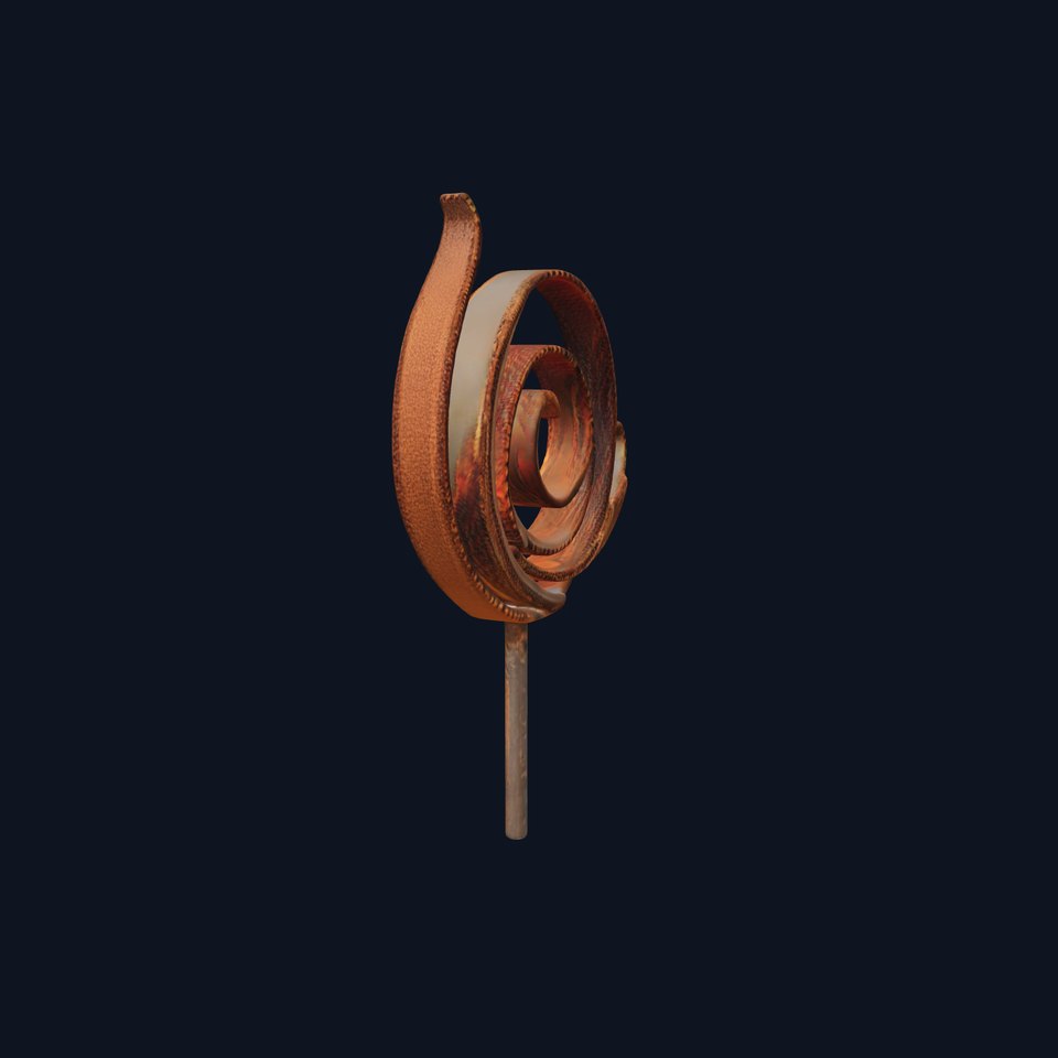Spiral Rusted Metal Sculpture Model Pack