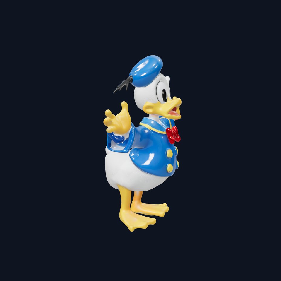 D Cartoon Duck Character Model in Sailor Outfit
