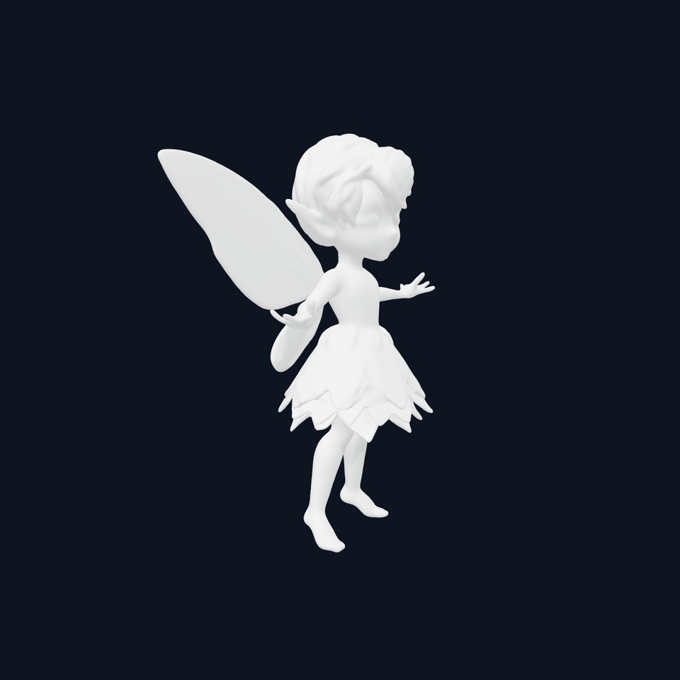 Fairy Character Rigged and Animated with Green Hair and Wings for Games and VR