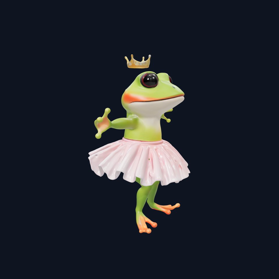Frog Princess Character Model  Rigged and Animated for Games and Film