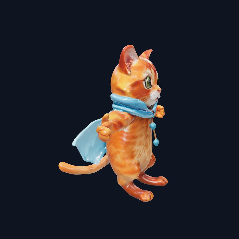 Charming Orange Cat with Blue Cape Rigged and Animated
