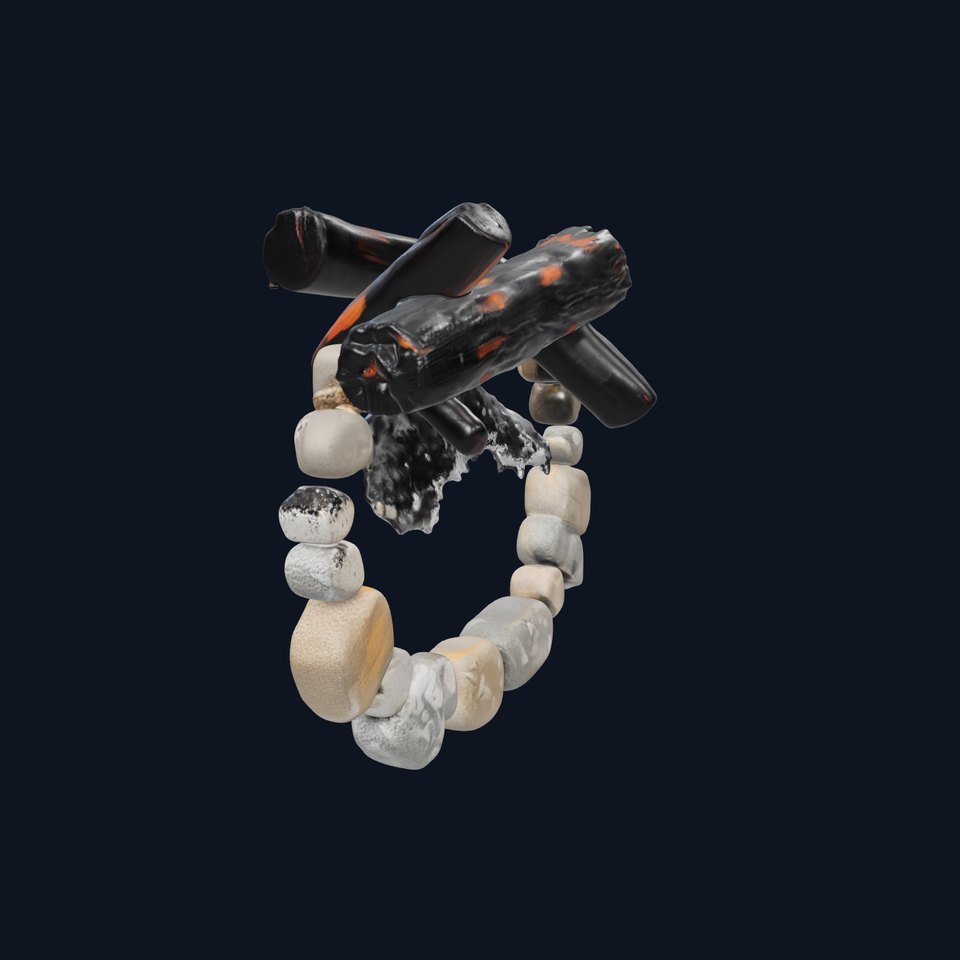 Campfire Model Pack with Rocks and Charcoal