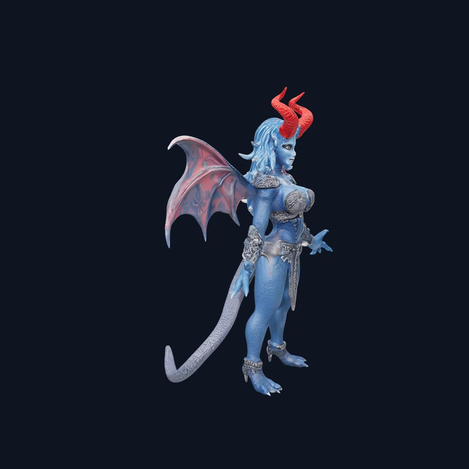 Demonic Sorceress with Wings  Rigged and Animated