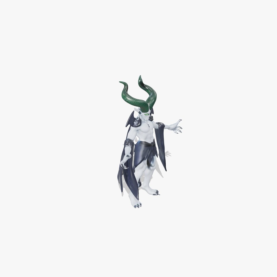 Demonic Warrior Character Model with Horns  Rigged and Animated