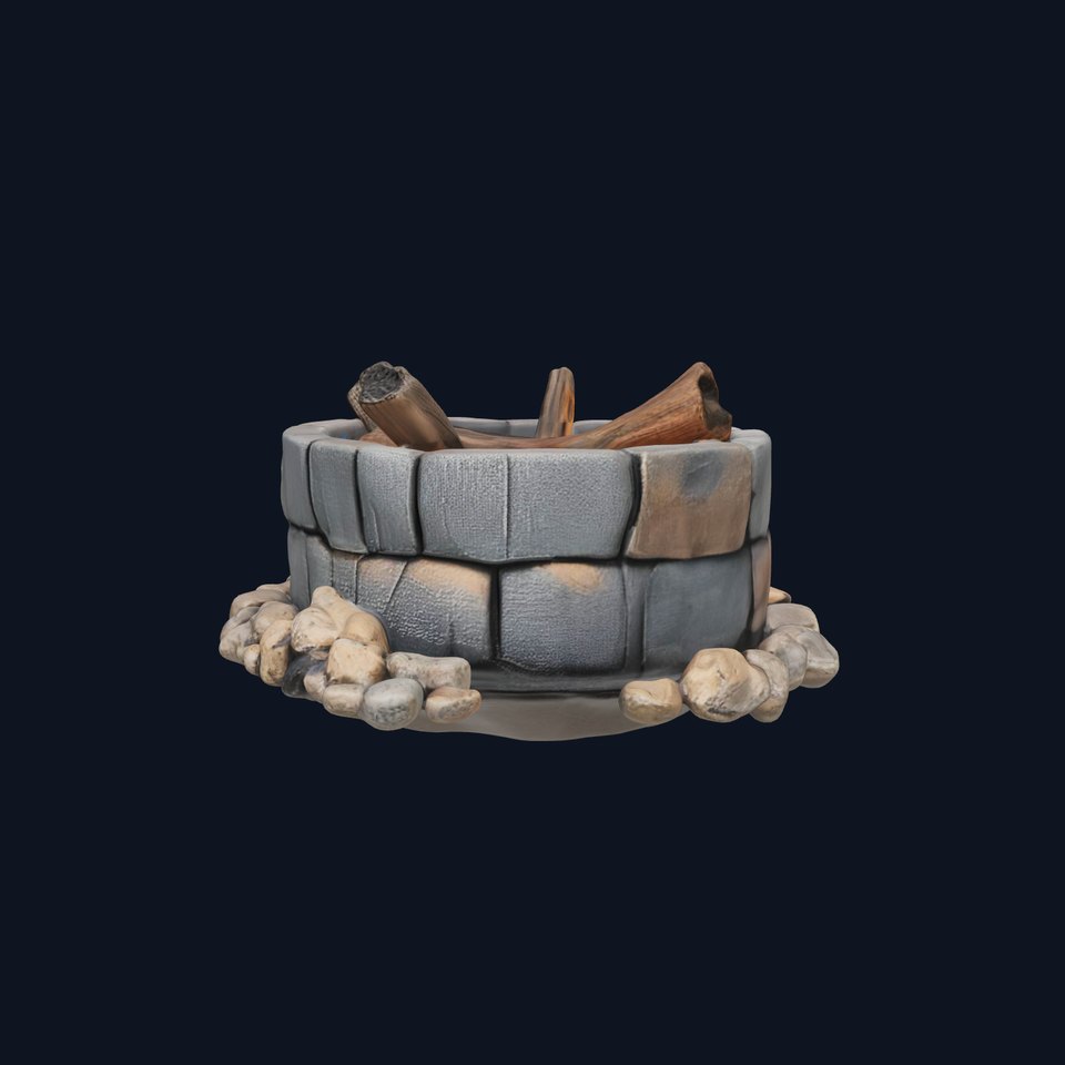 Realistic Stone Fire Pit D Model Pack