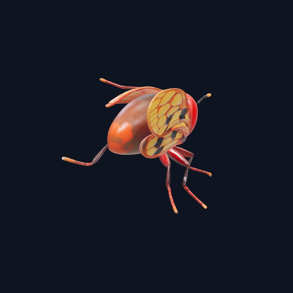 Stylized Beetle Insect Model Pack with Vivid Wings