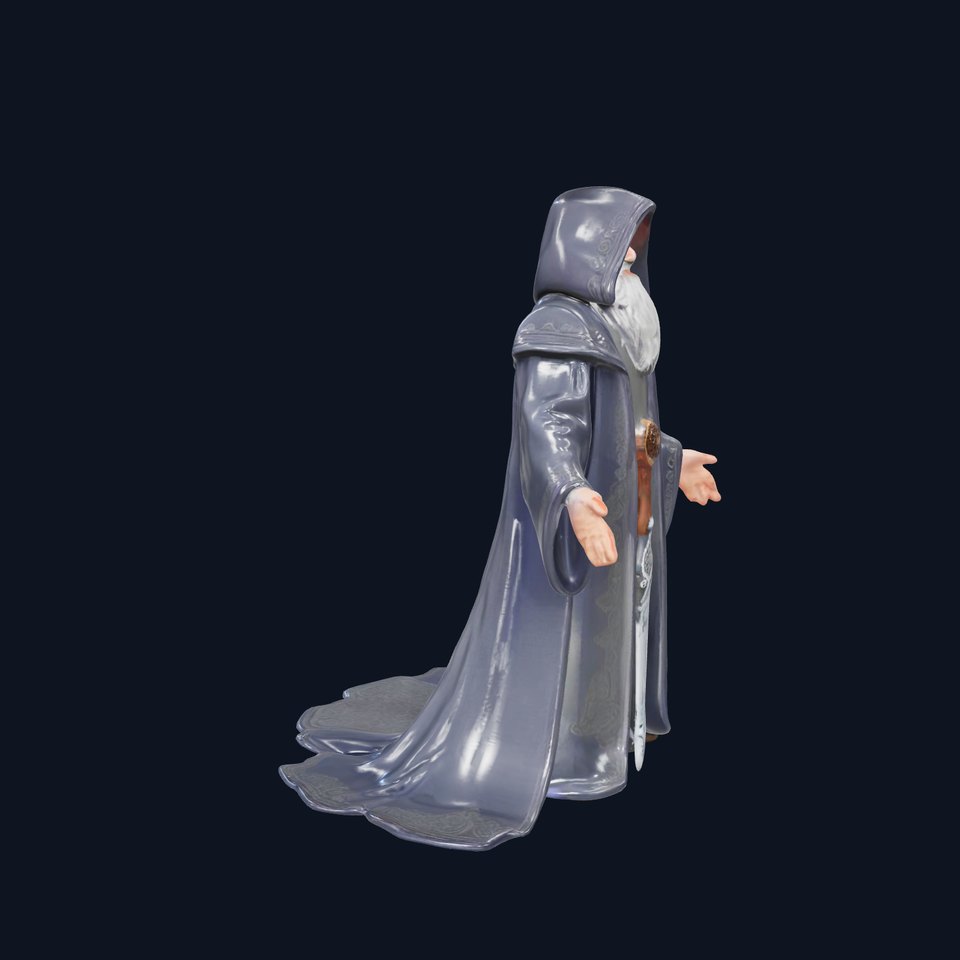 Elder Wizard Rigged and Animated Character Model for Games