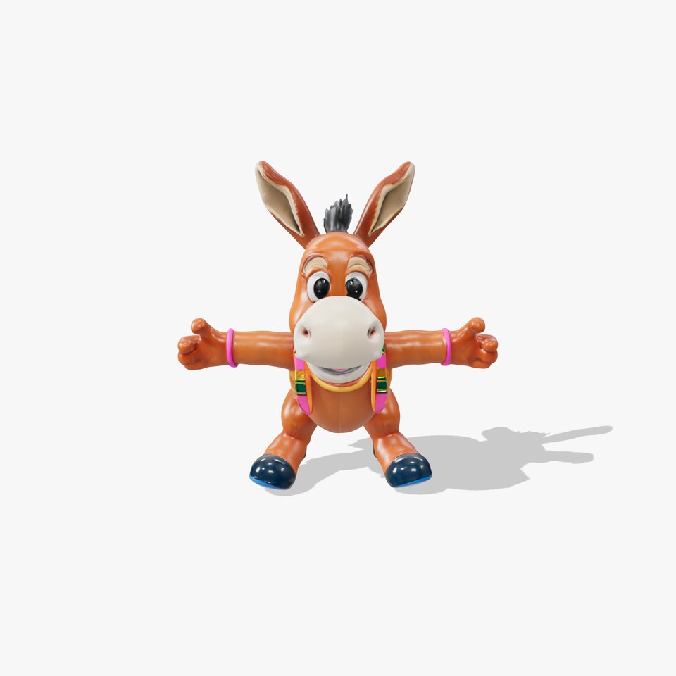 Cartoon Donkey Character Rigged and Animated for Games