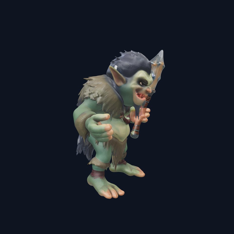 Goblin Warrior Character Model  Rigged and Animated