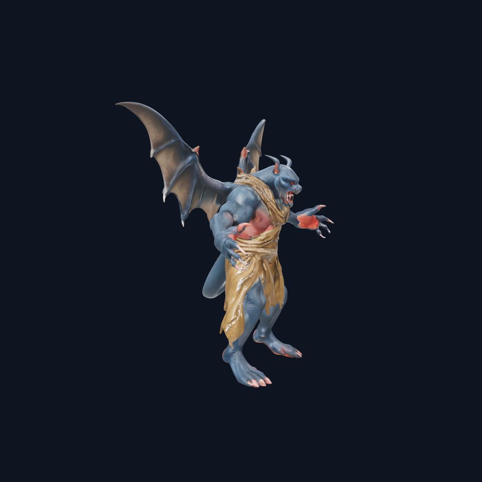 Demonic Winged Creature Rigged and Animated