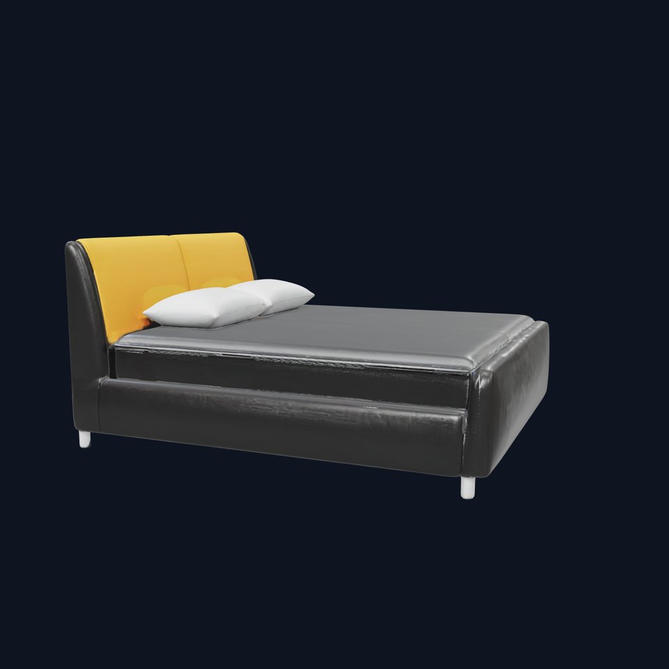 Modern Bed with Yellow Headboard Model Pack