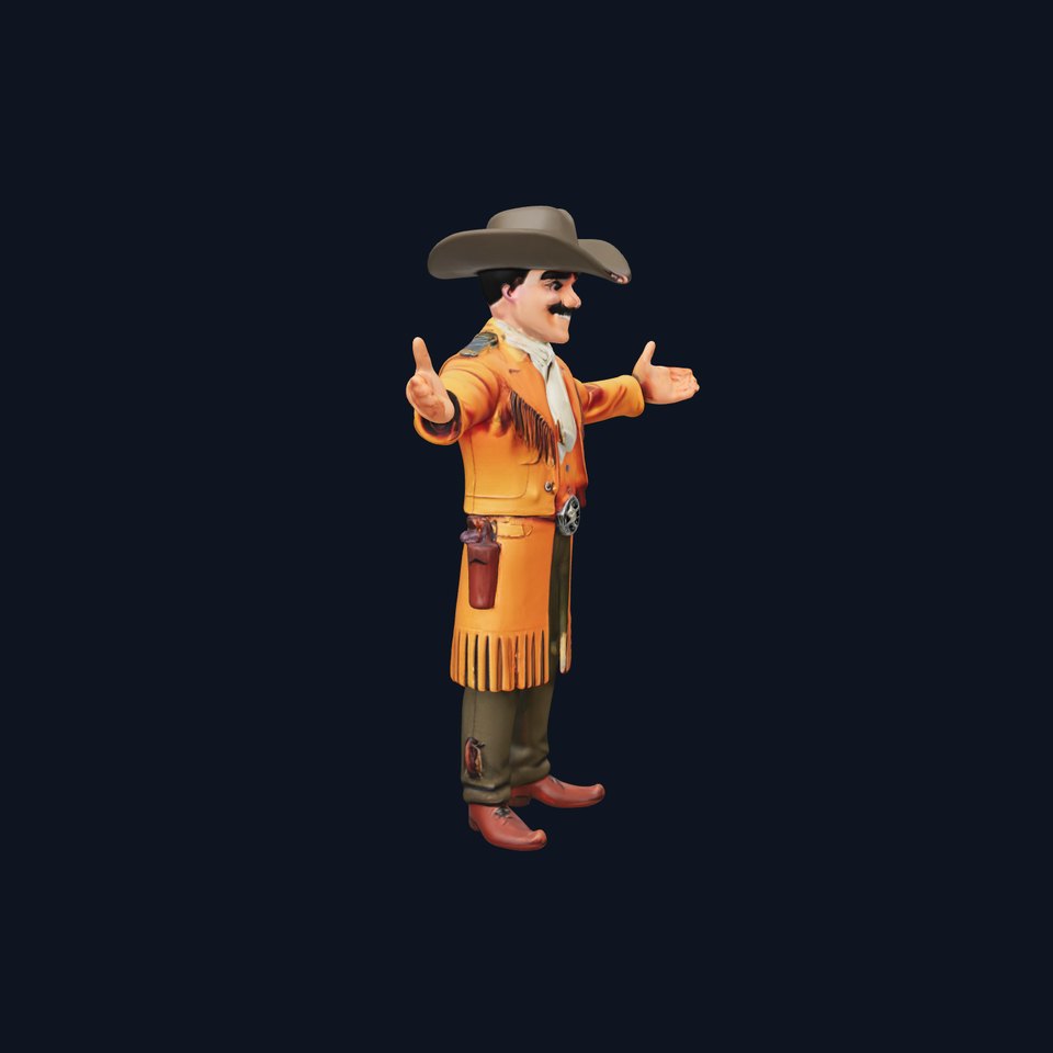 Cowboy Sheriff D Character Model Rigged and Animated