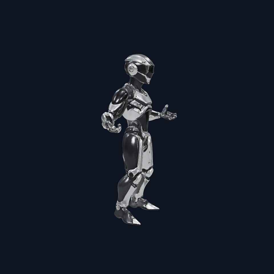 Futuristic Android Warrior Rigged and Animated in TPose