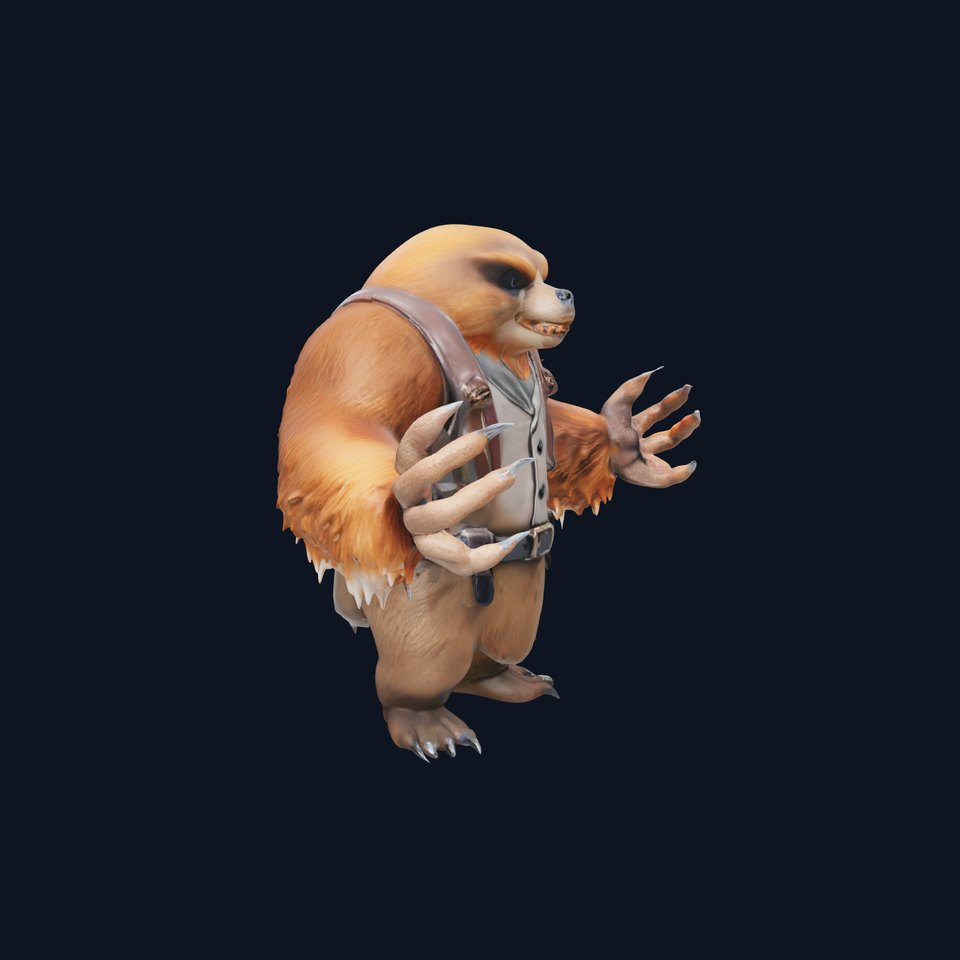 Fierce Warrior Bear Character Model  Rigged and Animated