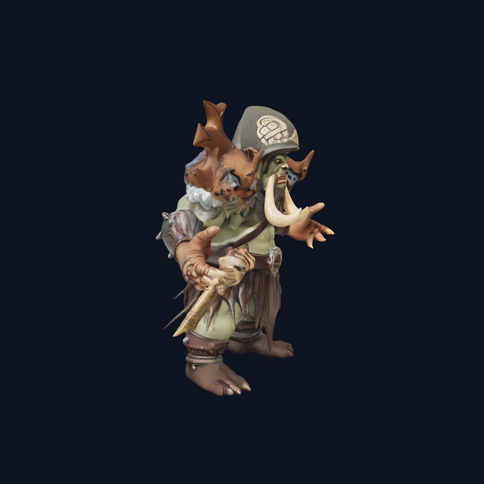 Orc Warrior with Antler Helmet Rigged and Animated D Character Model