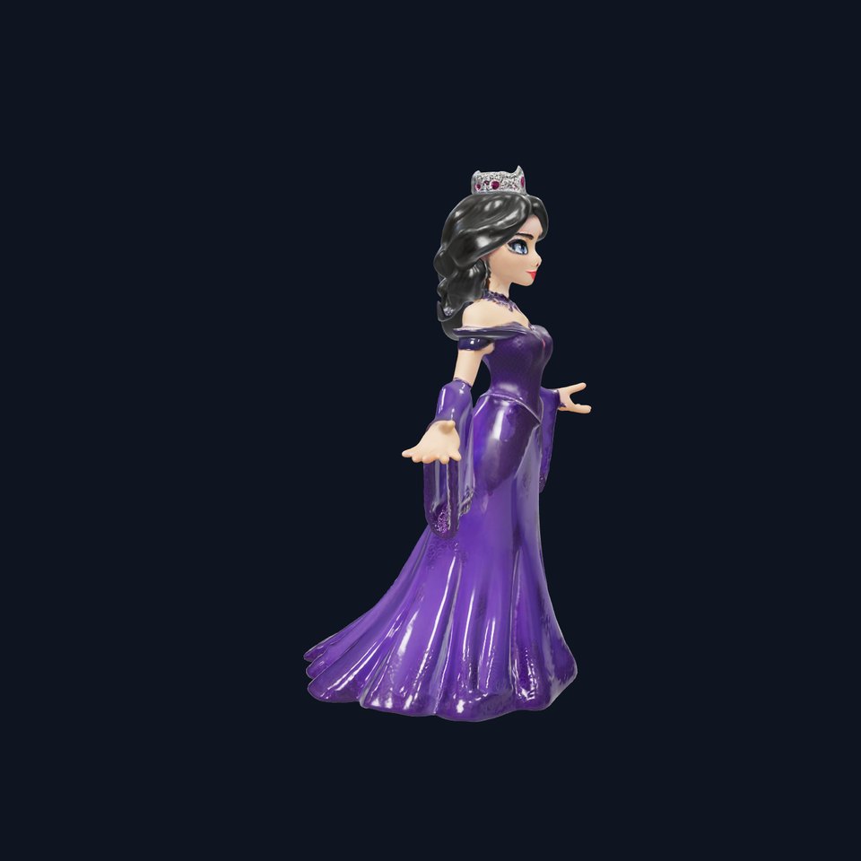 Elegant Royal Queen Character Model Rigged and Animated