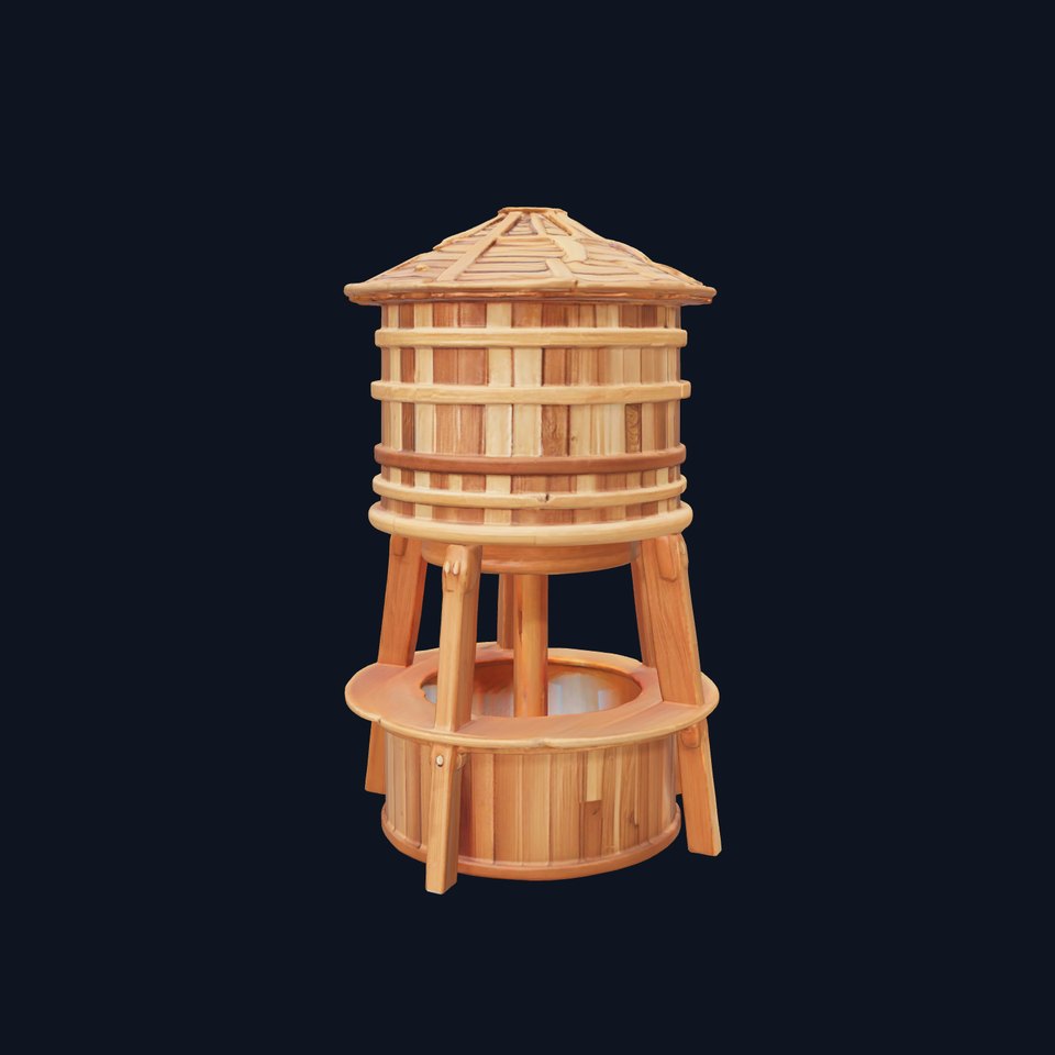 Wooden Water Tower Model Pack for Interactive Use