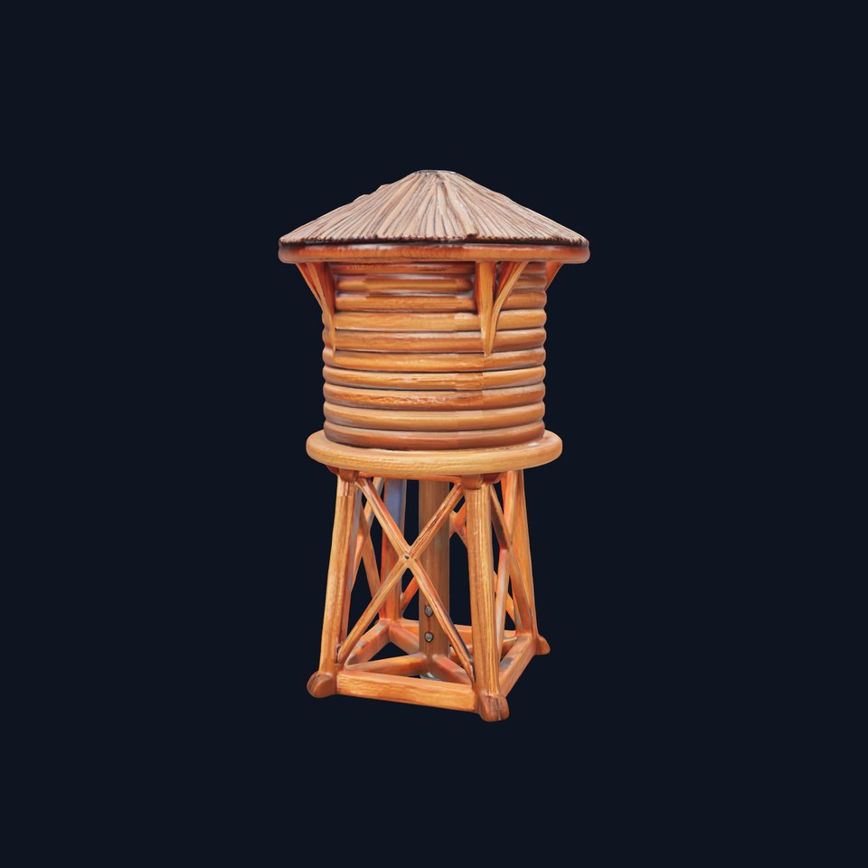 Wooden Water Tower Model Pack for Game and Environment Design