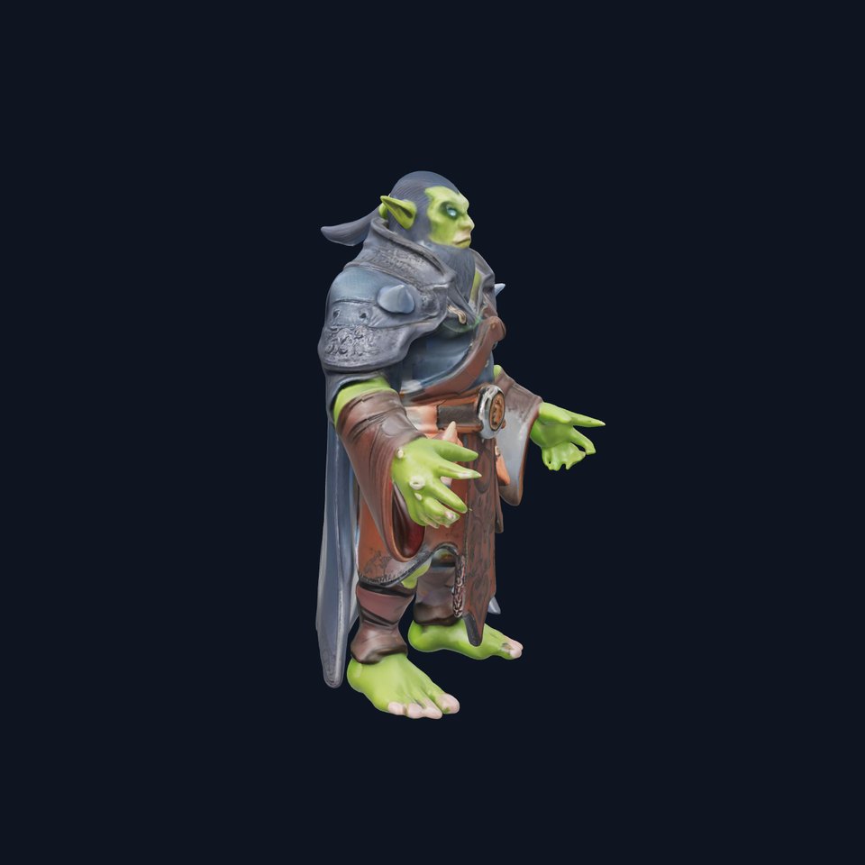Elder Orc Warrior Character Model  Rigged and Animated