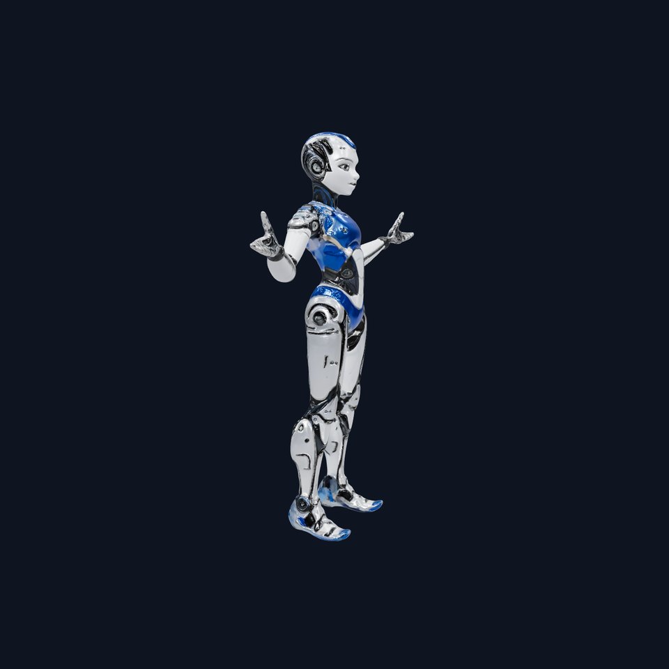 Futuristic Female Robot Model Rigged and Animated