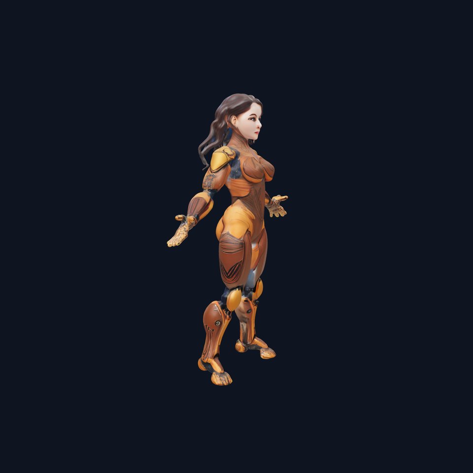 Cyber Warrior Futuristic Female Rigged and Animated D Character Model