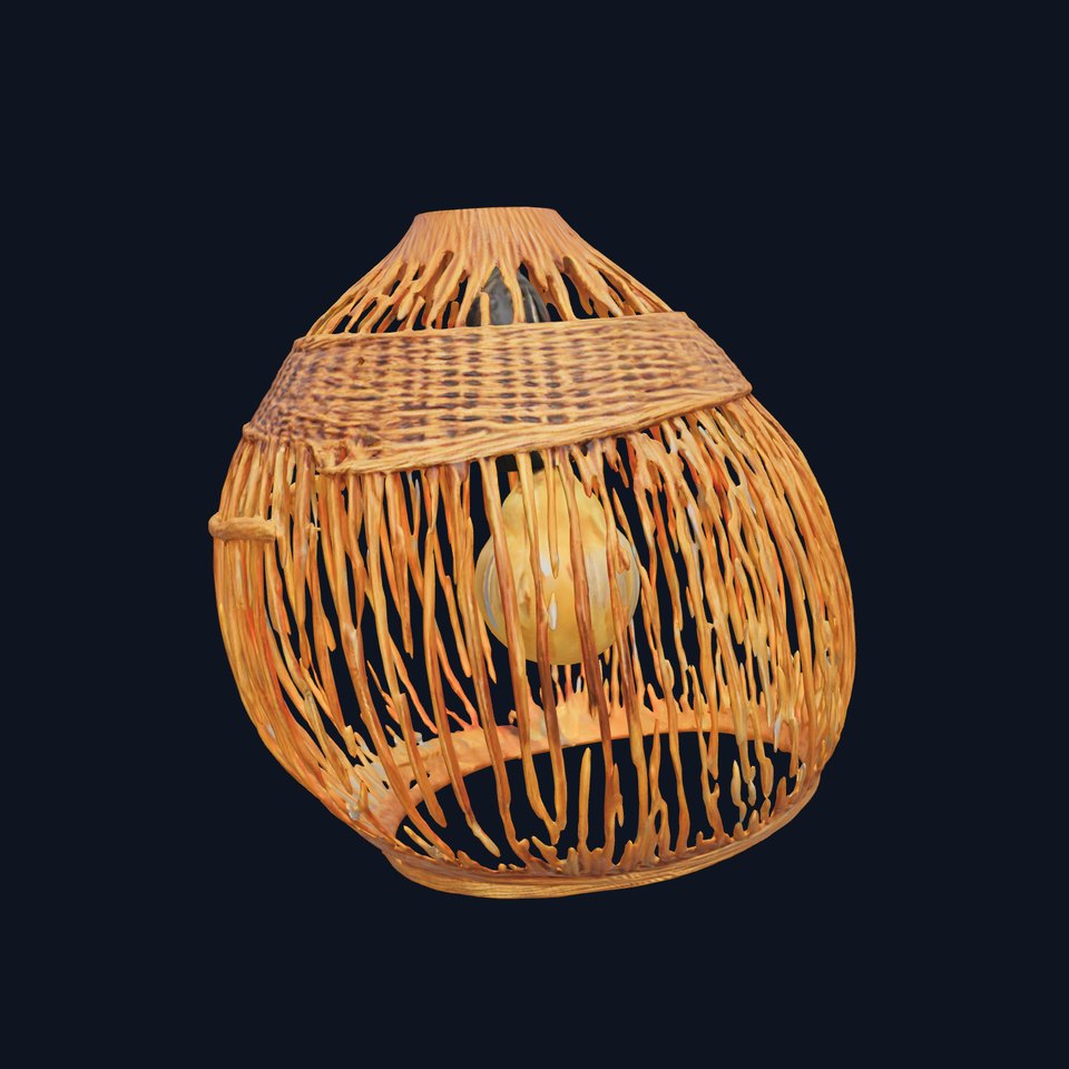 Wicker Basket Pendant Light Model Pack for Interiors