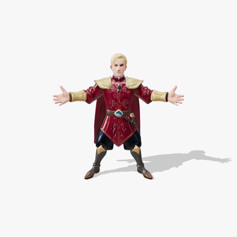 Regal Warrior Prince Rigged and Animated D Character Model